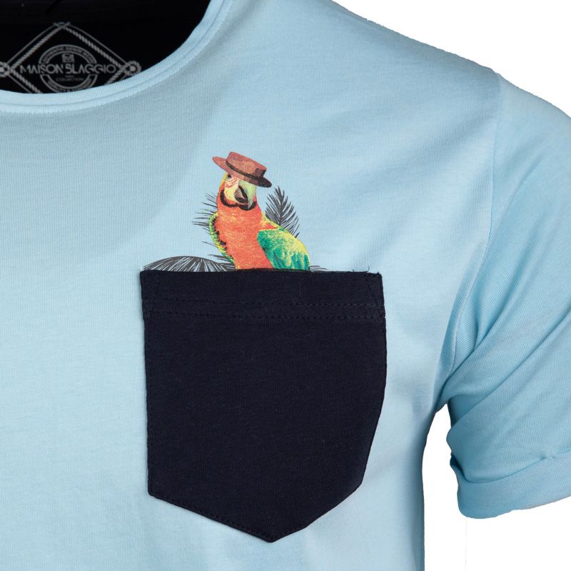 Мужская пурпурная футболка с принтом попугая BLAGGIO