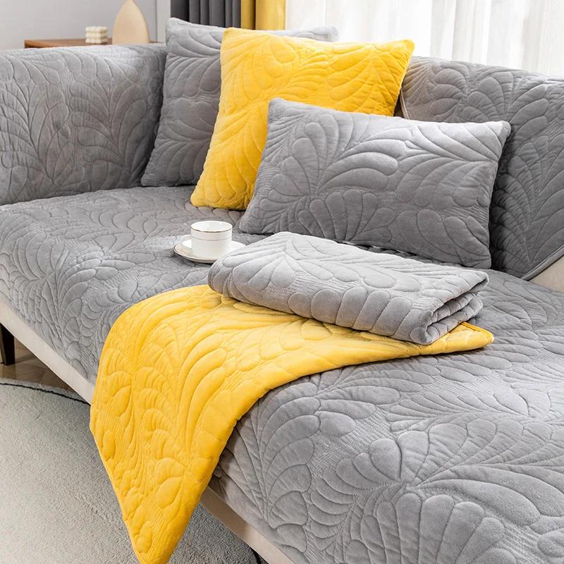 Зимняя плюшевая диванная подушка Four Seasons Universal Nordic High-end утолщенная подушка Simple Grey нескользящая спинка