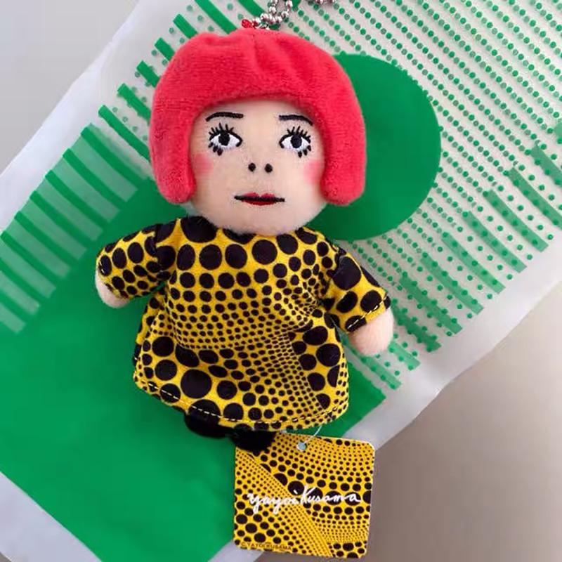 15Cm Yayoi Kusama Yayoi Kusama Humanoid Polka Dot Plush Toy Keychain Bag Pendant Toy Pendant For Children Gift