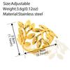 Stainless Steel Leaf Rings Minimalist Irregular Open Ring Personality Design Fashion Ring for Women Men Anniversary Gift New