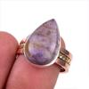 Natural Charoite Gemstone 925 Solid Sterling Silver Gift Two Tone Ring S.7 V3G24