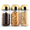 Gold-plated Transparent Glass Jar with Lid Sealed Food Storage Container Candy Box Food Jar Coffee Bean Tea Can Kitchen Decor