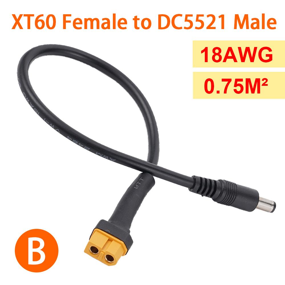 DC 5.5 2.1 2.5mm XT60 XT30 Female Male Plug To T Plug Female Male Adapter Connector With 18AWG Silicone Wire