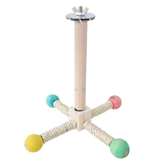 Parrot Stand Perch Toy Interactive 360 Degree Rotation Spinning Parakeet Toy Wooden Exercise Wheel Cockatiel Enrichment Toy Birdcage Accessories