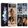 Чехол для телефона с изображением животного Лошадь для Samsung Galaxy Z Flip 6 5 4 3 Чехол для Samsung Z Flip3 Flip4 Flip5 Flip6 Черный Жесткий Поликарбонатный Чехол