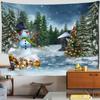 Снежная рождественская елка, гобелен, настенный домашний пейзаж, подарки Санта-Клауса, спальня, гостиная, домашний декор