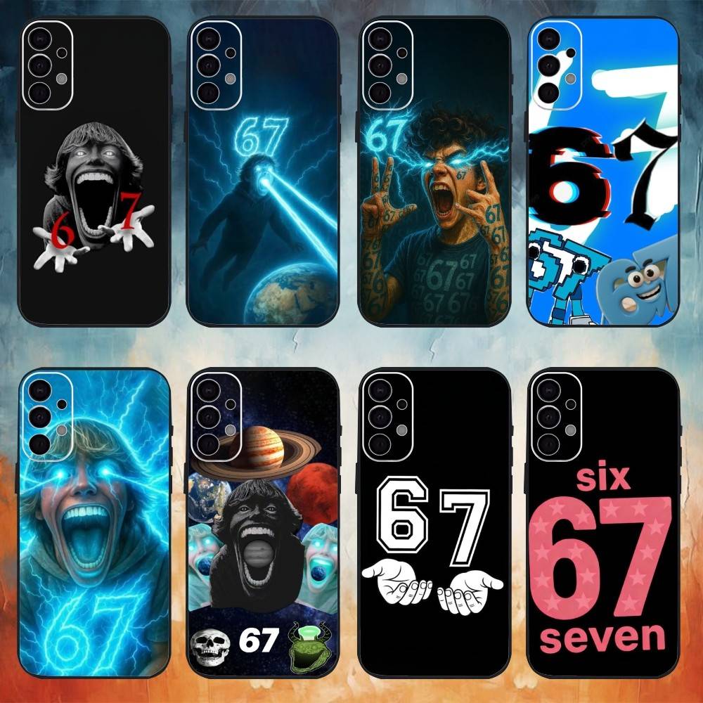 Шесть семь 67 Чехол для телефона Для Samsung S26,25,24,21,22,23,30,20,Ultra,Plus,Fe,Lite Черный Мягкий чехол