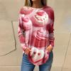 Tee Shirts For Women Casual Round Neck Long Sleeve Shirts Valentine's Day Printing Top Pullover