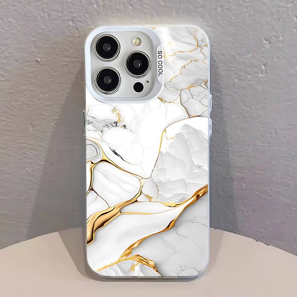 Чехол для телефона с узором Мраморный Кинетический песок Для iPhone 17,16,13,12,11,15,14,Pro,Max,Plus,SE4,Air,Mini Белый IMD Матовый