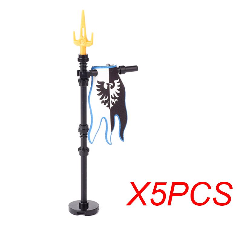 MOC Medieval Red Lion Black Eagle Castle Soldier Knight Horse Mount Building Block Military Figure Vest Armor Flag Toy Gift