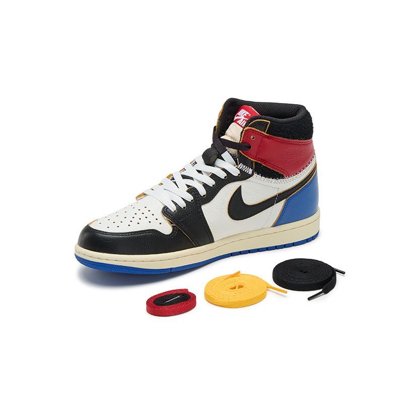 Jordan X Union X Fragment Design Air Jordan 1 Высокие Винтажные Баскетбольные Кроссовки Унисекс Черный Белый Синий IO7847-002