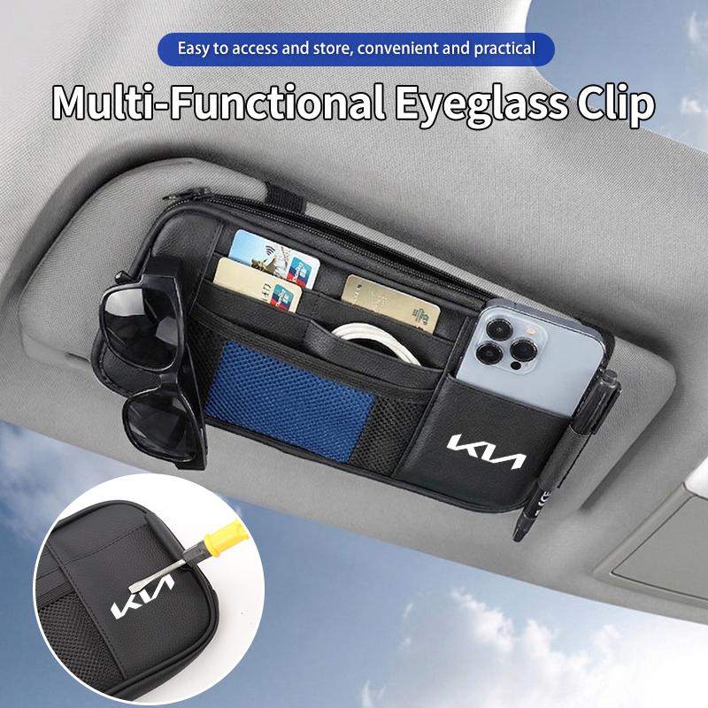 Car Sun Visor Organizer Sunglasses Holder Card Clip Bag Accessories For KIA Rio K5 Sportage Ceed Sorento Picanto Stinger Optima YB1