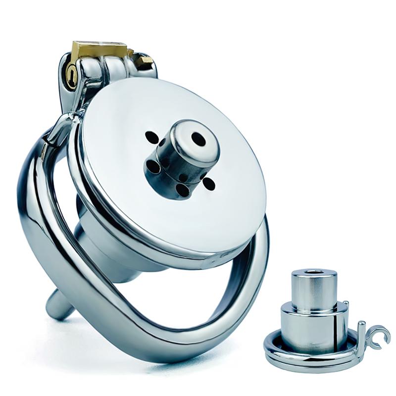 FRRK Inverted Plugged Cylinder Chastity Cage for Man Couple Stainless Steel Cock Lock Device Penis Rings Adults Sex Toys Shop