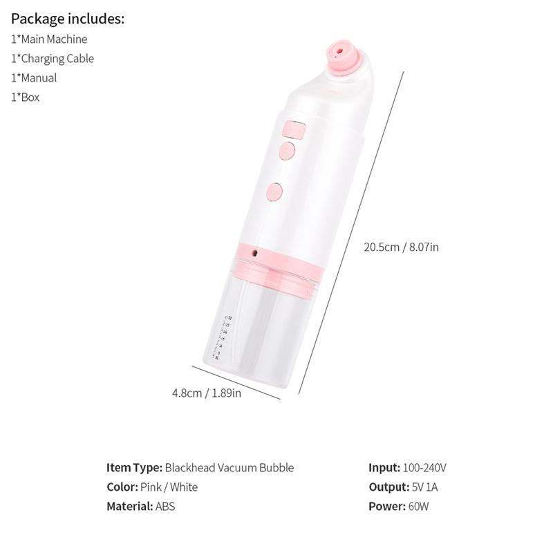 Kinsei Beauty Маленький пузырьковый аппарат для удаления угрей, электрический экстрактор прыщей, очиститель пор, вакуумный аппарат для глубокого очищения лица, красота
