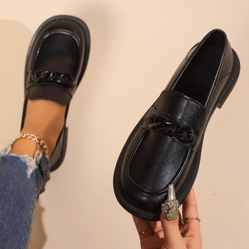 Fashion Butterfly Buckle Pu Leather Loafers Women British Style Black Low Heels Work Shoes Ladies 2025 Spring Slip On Casual