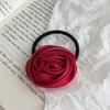 Fabric Rose Flower Hairbands Women Girls Elegant Elastic Rubber Bands Hair Ropes Headdress Satin Floral Rubber Bands