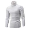 Casual Men Winter Solid Color Turtle Neck Long Sleeve Twist Knitted Slim Sweater