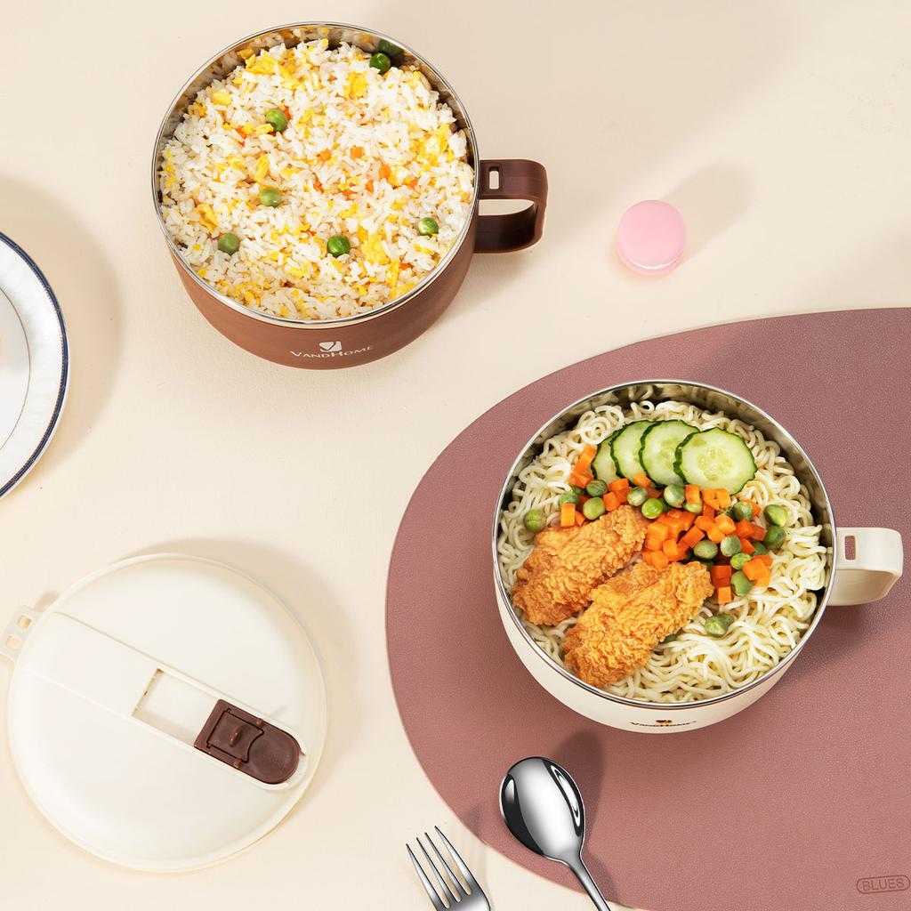 900/1300 мл Ланч-бокс бенто из нержавеющей стали 304 с ручкой, миска для слива воды для лапши быстрого приготовления, контейнер для еды для студентов и взрослых