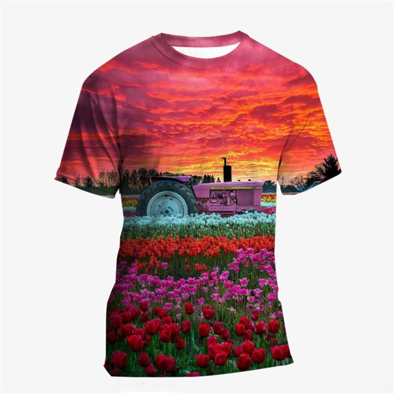 Верхняя одежда для детей 2024 года, новые летние повседневные детские футболки, футболка для мальчиков, 23 цвета, футболки с изображением машин, тракторов, для девочек