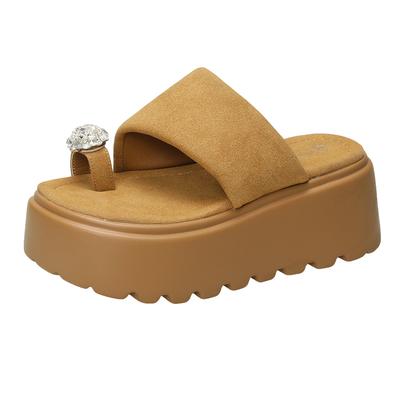 Модные 7 см Блестящие Стразы Шлепанцы на Высокой Платформе Женские Каблуки с Бантом-Бабочкой Массивные Сандалии Женские Летние Толстая Подошва Танкетки Шлепки