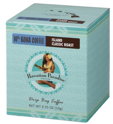 Hawaiian Paradise Кофе 10% Смесь Кона Классическая обжарка D.B.C. (BOX) 10 г х 10 пакетиков