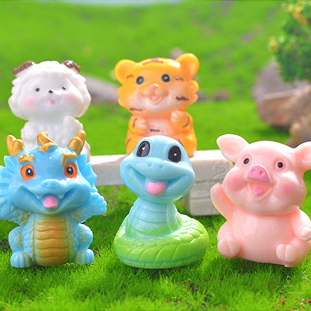 Миниатюрные фигурки двенадцати знаков зодиака, сделай сам, изделия из смолы, украшения животных, украшение для автомобиля, офиса, рабочего стола