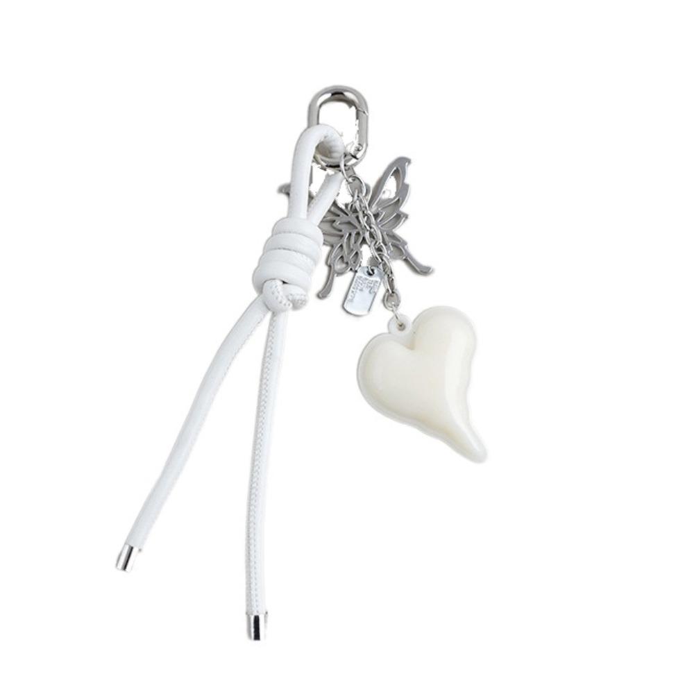 Butterfly Cartoon Girl Heart Keychain Anti-Lost Braided Rope Key Chain  Children Girl