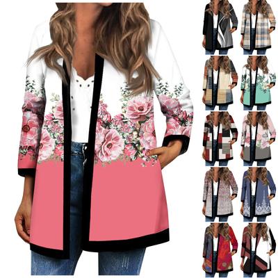 Женский осенне-зимний черный кардиган с длинными рукавами и принтом в стиле пэчворк