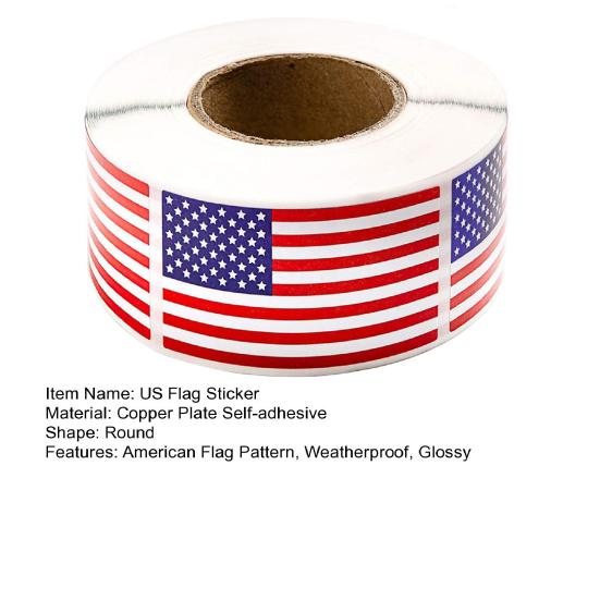 250 шт./рулон, наклейки с американским флагом, синие, красные, белые, полосатые, со звездами, флаг США, Sicker, устойчивые к атмосферным воздействиям, медные, самоклеящиеся, глянцевые наклейки, июль