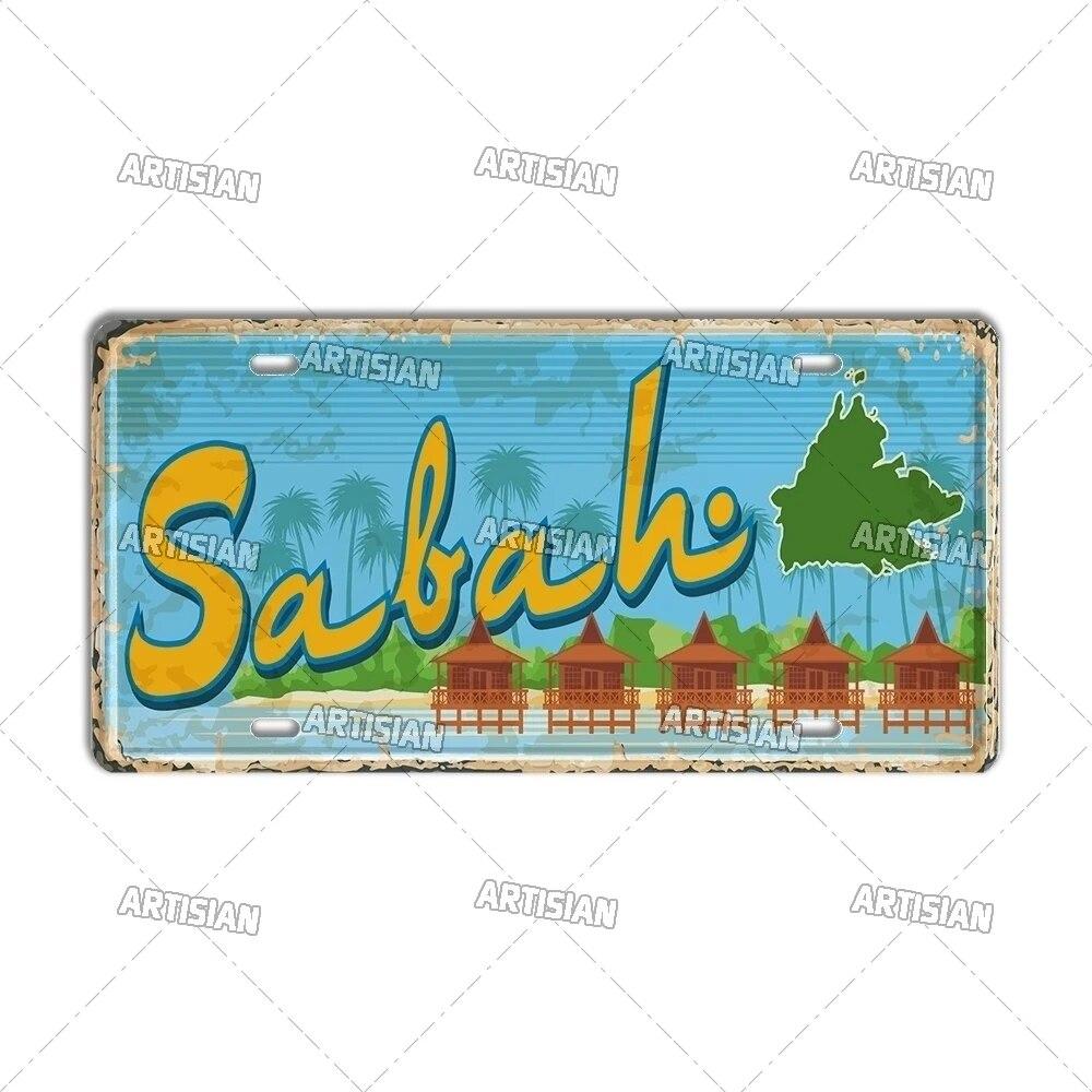 Artisian PHILIPPINES Malaysian License Plate City Metal Sign Landmark Decorative Vehicle Plate Wall Decor Garage Bar Pub Club
