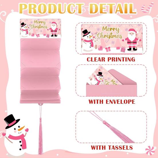 2026 Рождественский конверт для денежного подарка с 10 отделениями, держатель для сюрпризов, праздничная открытка, денежный кошелек, персонализированные подарки, нарядная красная кисточка для семьи, друзей