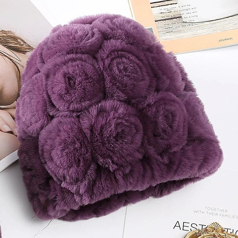 Шапка из меха кролика Рекс женская, осень-зима, среднего возраста и пожилая, утолщенная, теплая, модная, для бабушки, старой леди, свекрови, меховая шапка