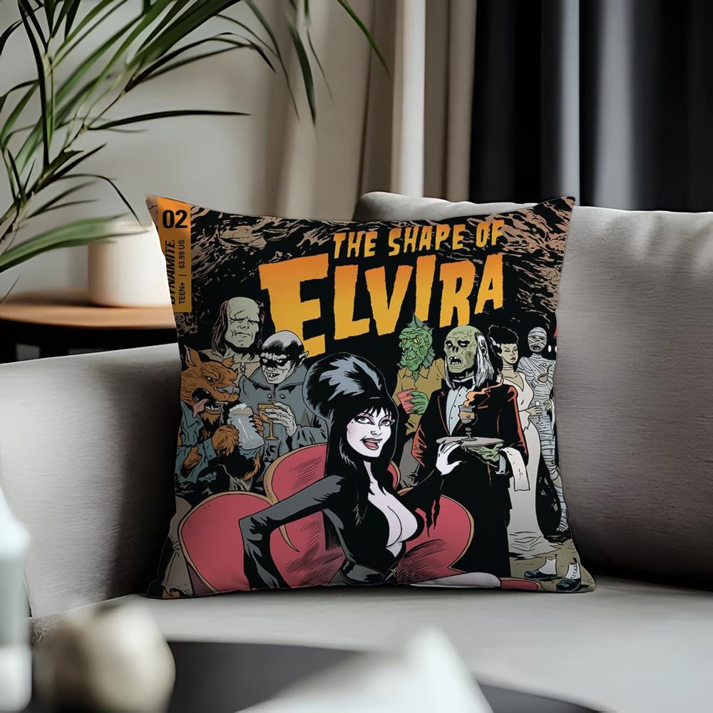 Viral EElvira Mistress of the Darkable Cushion Cover Antidustmite Pillowcase Invisible Zipper Silky Short Plush Sofa Cushion