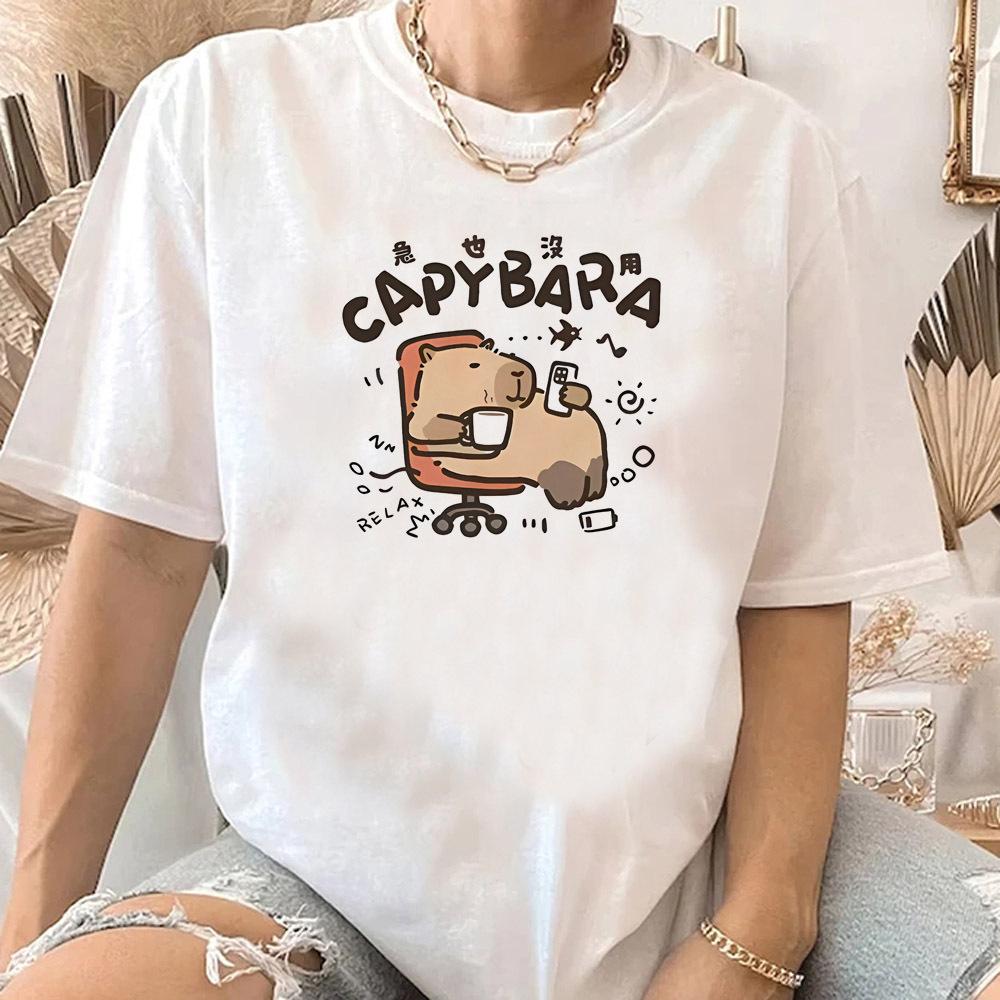 Capibara Capybara women 80s korean clothes Pop Culture Psychedelic Breathable t shirt Comfortable Classic women aesthetic
