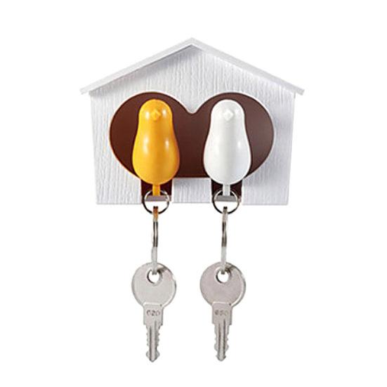 Милый набор брелоков в виде птички с держателем для скворечника в форме сердца - красный и белый