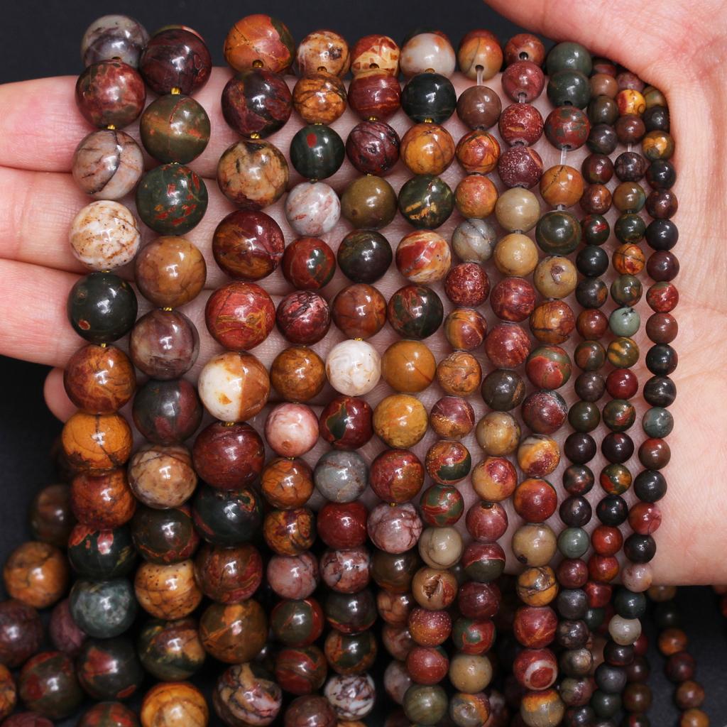 Товары для вечеринок Материалы для изготовления украшений своими руками Бусины из яшмы Пикассо Бусины из натурального камня Бусины россыпью Круглые 4/6/8/10 мм Подвески для рукоделия своими руками