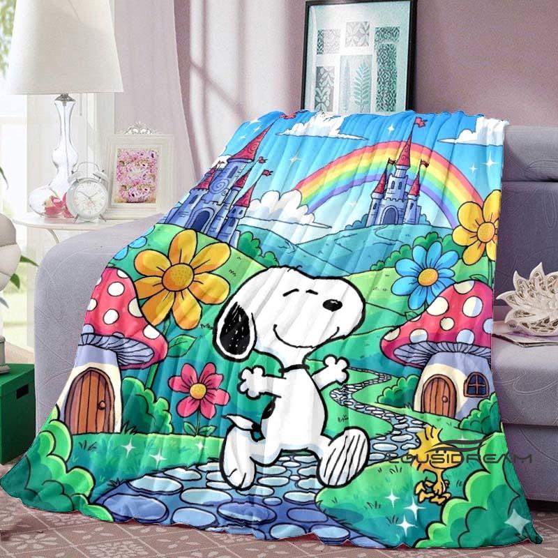Snoopy Cartoon Flannel Blanket — Ultra-Soft, Warm, and Plush Throw — Perfect for Home, Bedroom, Bed, Sofa, and Travel