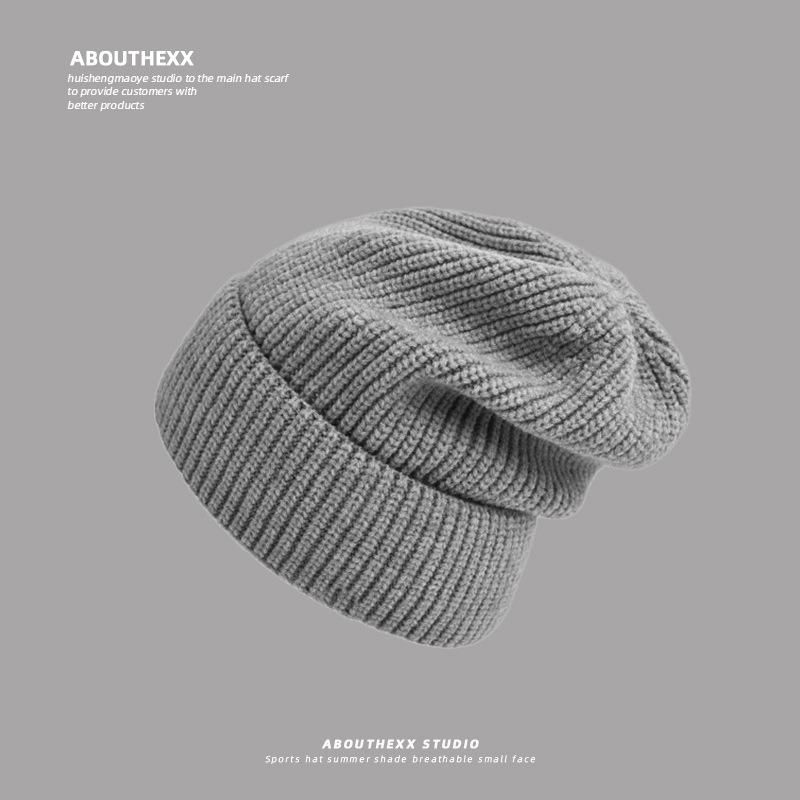 Big Head Loose Circumference Showing Small Pile of Hats for Women Warm and Versatile Knitted Hats Ear Protection Wool Hat Trendy