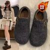 Women's Velvet Warm Flat Shoes Autumn and Winter Fluffy Shoes Lazy People Wear Cotton Shoes Outside