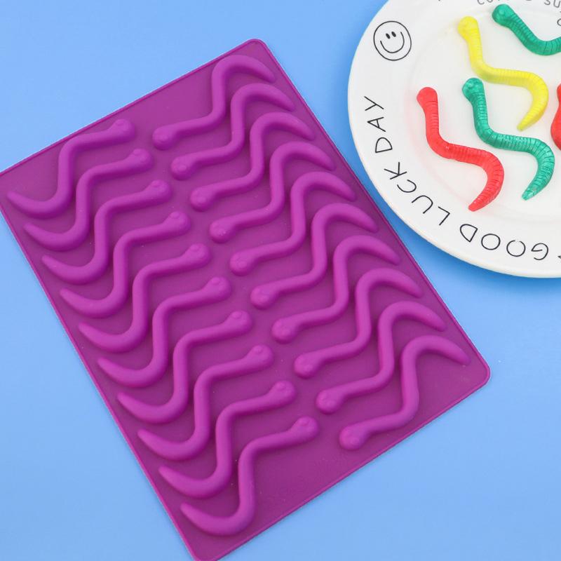 20 шт. креативные отверстия для самостоятельного изготовления силиконовых формочек для желейных змей, червей, шоколада, конфет, желе, формочек для льда, инструментов для декора торта