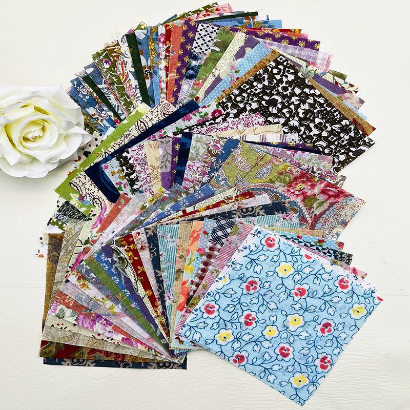 50 шт. Набор ткани для рукоделия с цветочным принтом, квадратный, сделай сам, для темной ткани, винтажный пэчворк, кукольная ткань, хлопок, Харадзюку, 10x10 см