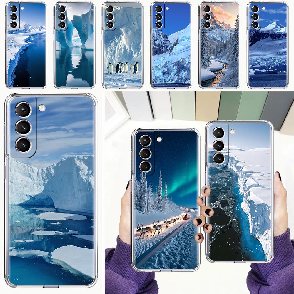 Чехол для телефона Samsung Galaxy S26 S25 S24 S23 S22 Ultra S20 S21 FE 5G Plus Мягкий прозрачный чехол Снежные пейзажи Антарктиды