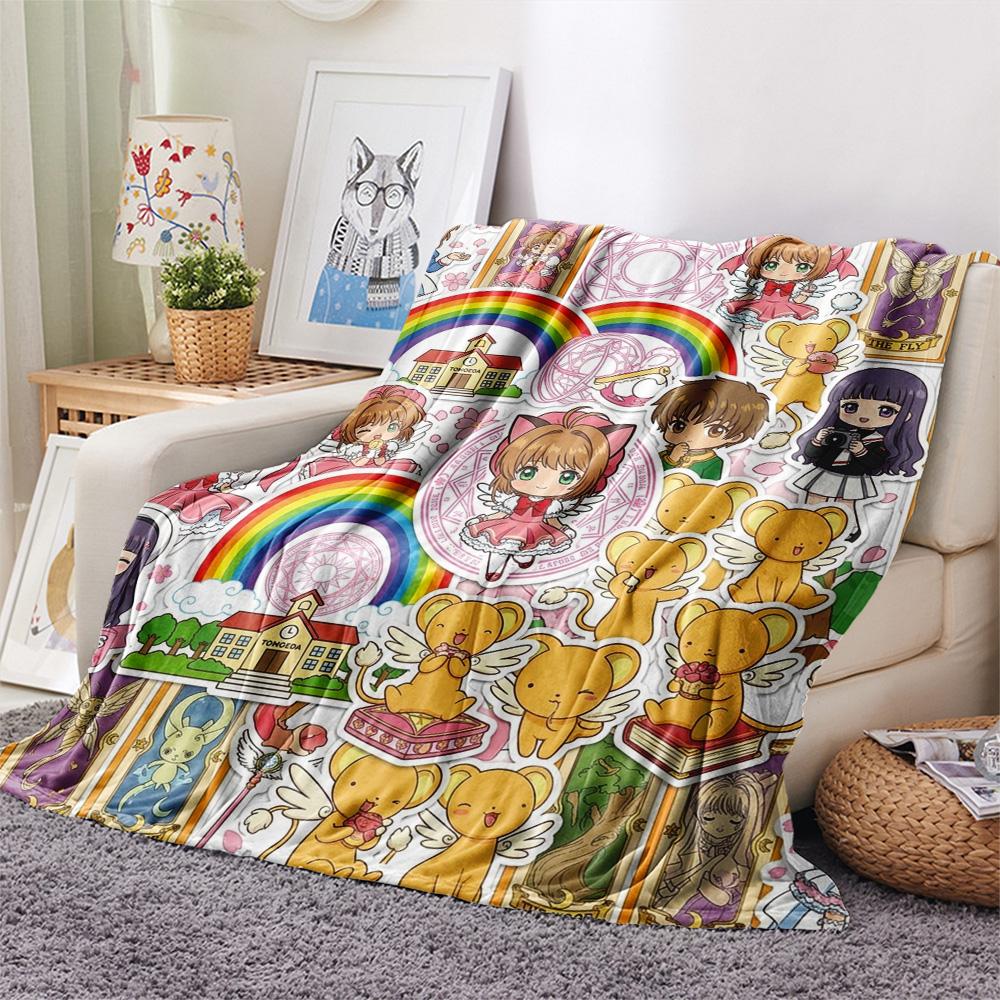 1PC Cardcaptor Sakura Patterned Flannel Blanket Suitable For All Seasons For Home Decor Warmth And Comfort Gifts Holiday Present
