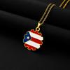 Vintage Enamel Titanium Steel Puerto Rico Necklace for Men, Women, and Couples - Ethnic Style Accessory