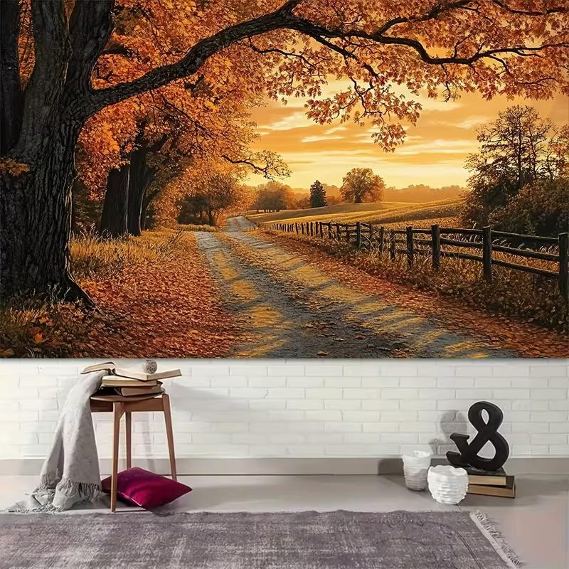 Fall Golden Leaves 2D Backdrop, Thanksgiving Party Decoration Photo Background