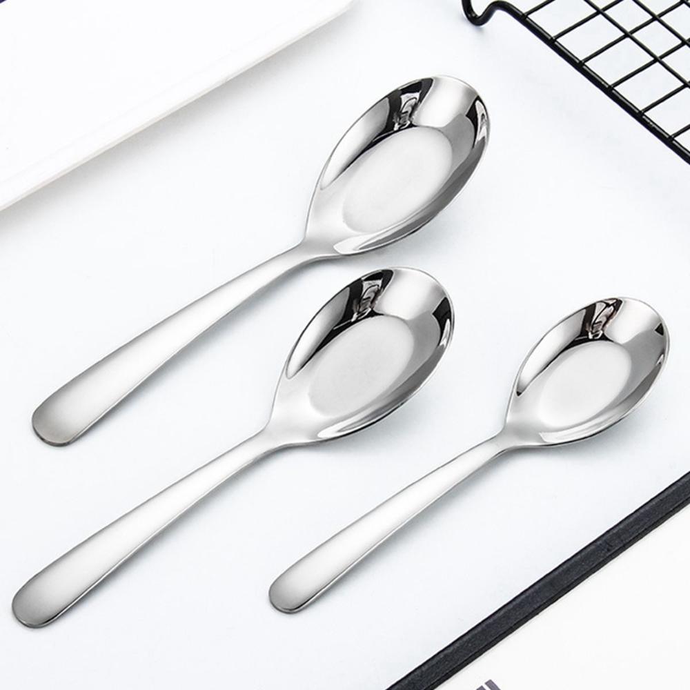 Home Cooking Stainless Steel Kitchen Soup Spoon Flatware Dinner Scoop Tableware