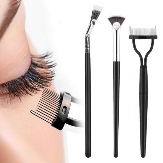 3Pcs/Set Eyelash Brush Comb Ergonomic Angle Scalloped Lashes Brush Separator Tool Portable Women Girls Eyelash Definer Mascara Applicator Brush
