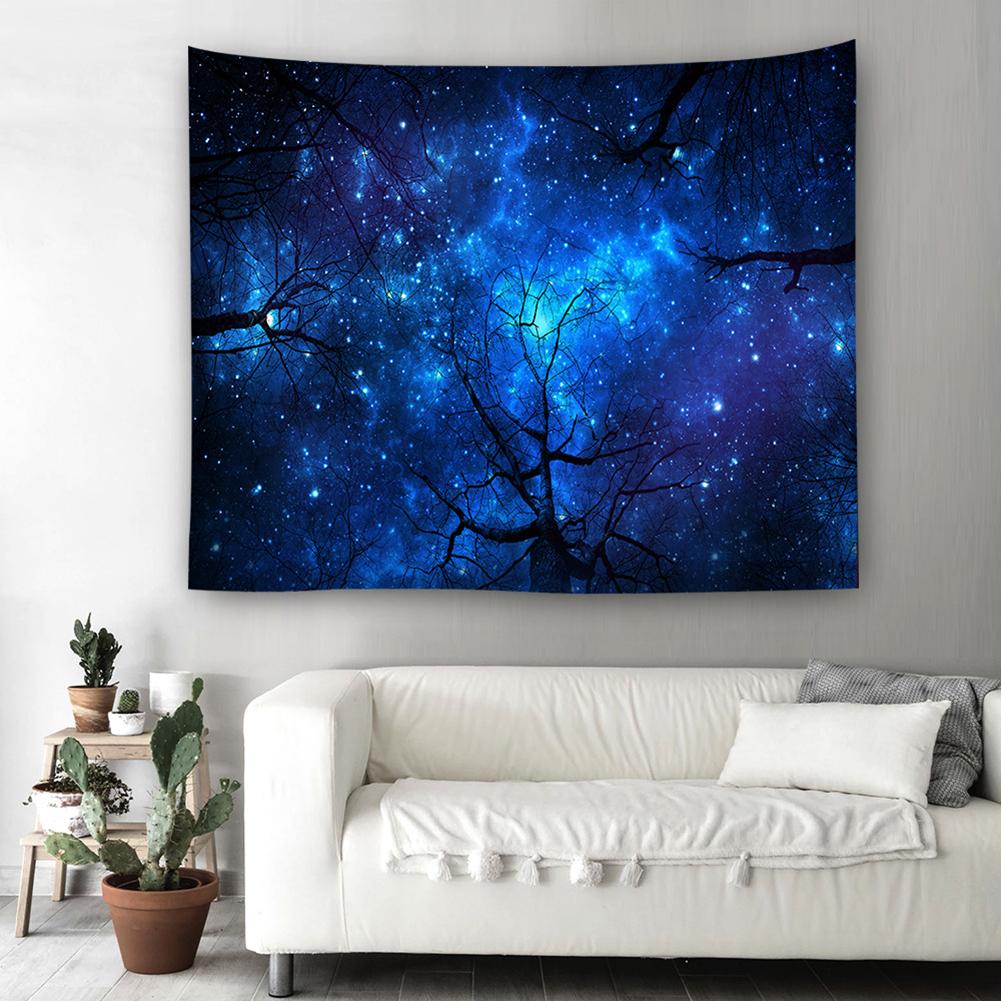 Digital Forest Starry Night Sky Printing Wall Hanging Tapestry Home Decoration
