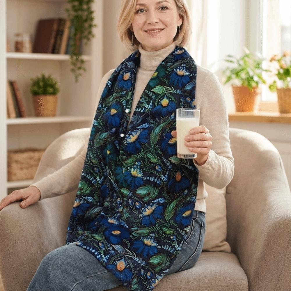 Breathable Floral Print Scarf Bib Waterproof Elderly Bib Creative Mealtime Bib Caregiver