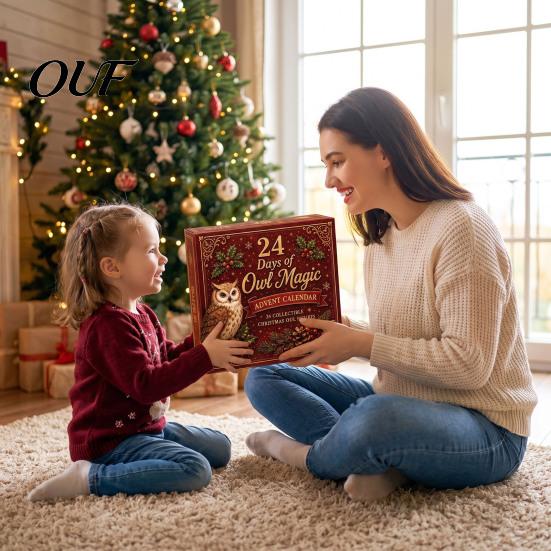 Countdown to Christmas Calendar Village Advent Calendar, 24-Day Set with Collectible House Holiday Ornament, 2D Acrylic Tabletop Decor, Gift for Kids